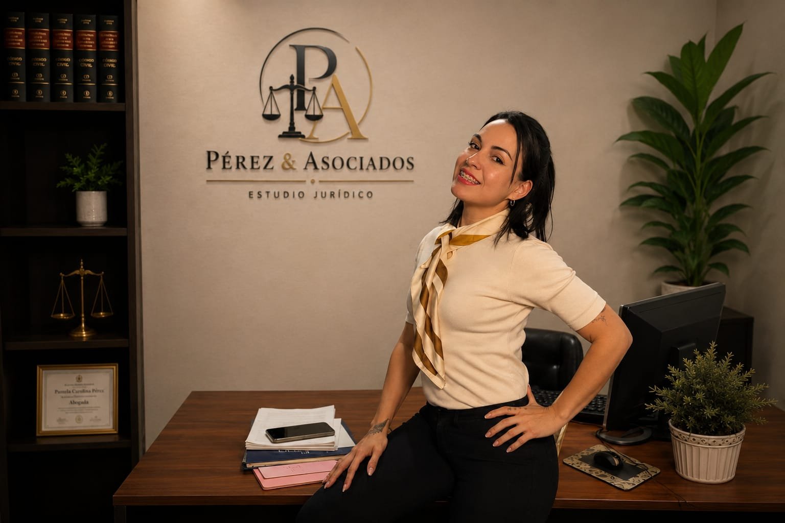Dra. Pamela Pérez en las oficinas del estudio jurídico Pérez & Asociados